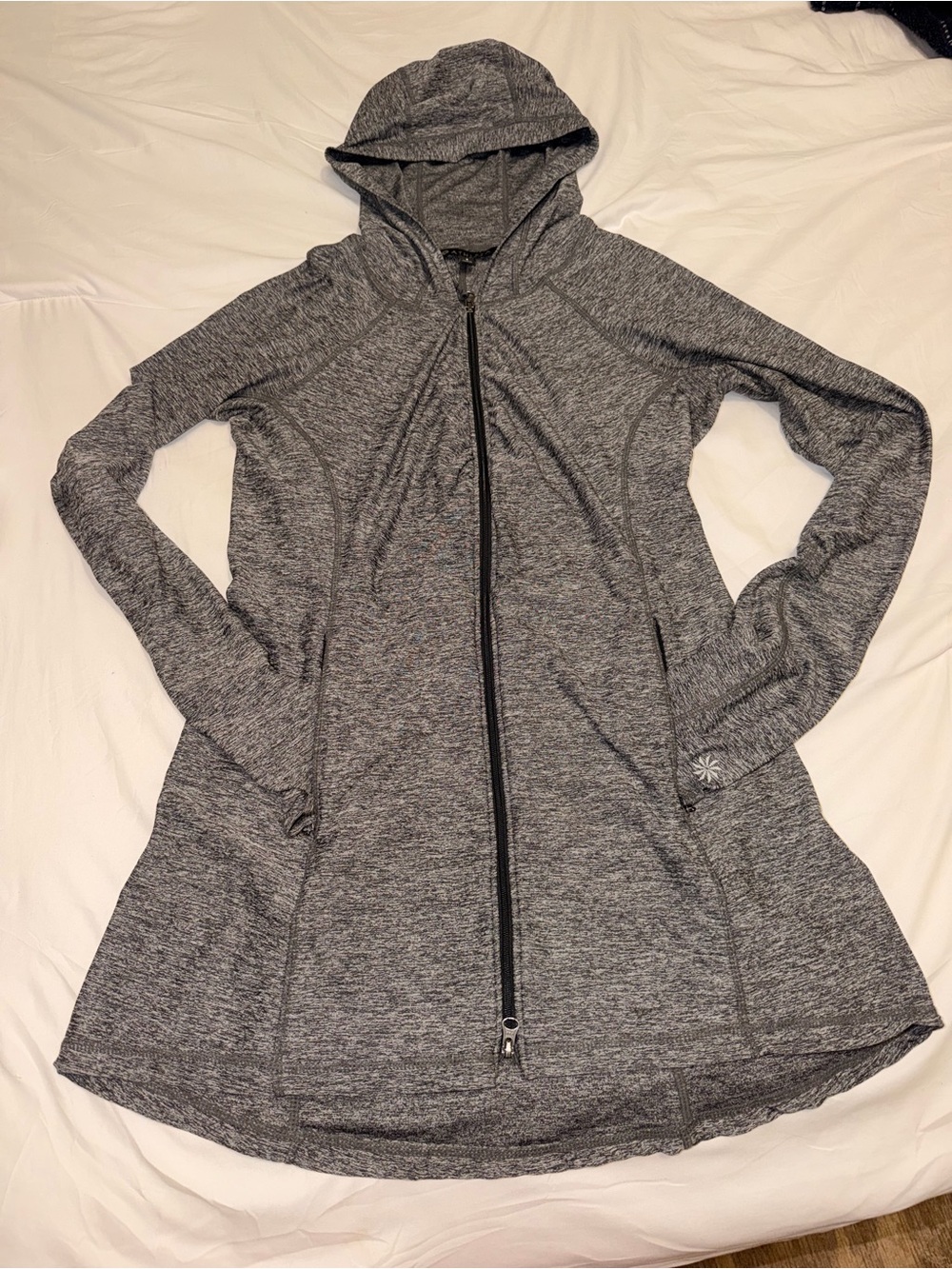 Athleta Heather Gray Hooded Full-Zip Utility Jacket size S